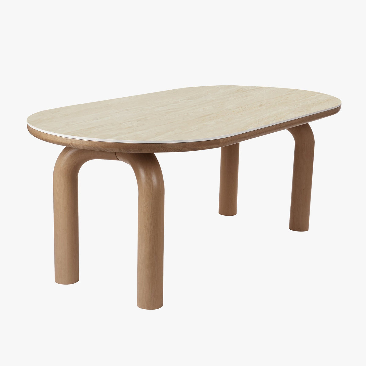 MARTINA Table à manger ovale en céramique pieds en métal couleur bois clair 180 cm - Table à manger - Mobilier Deco