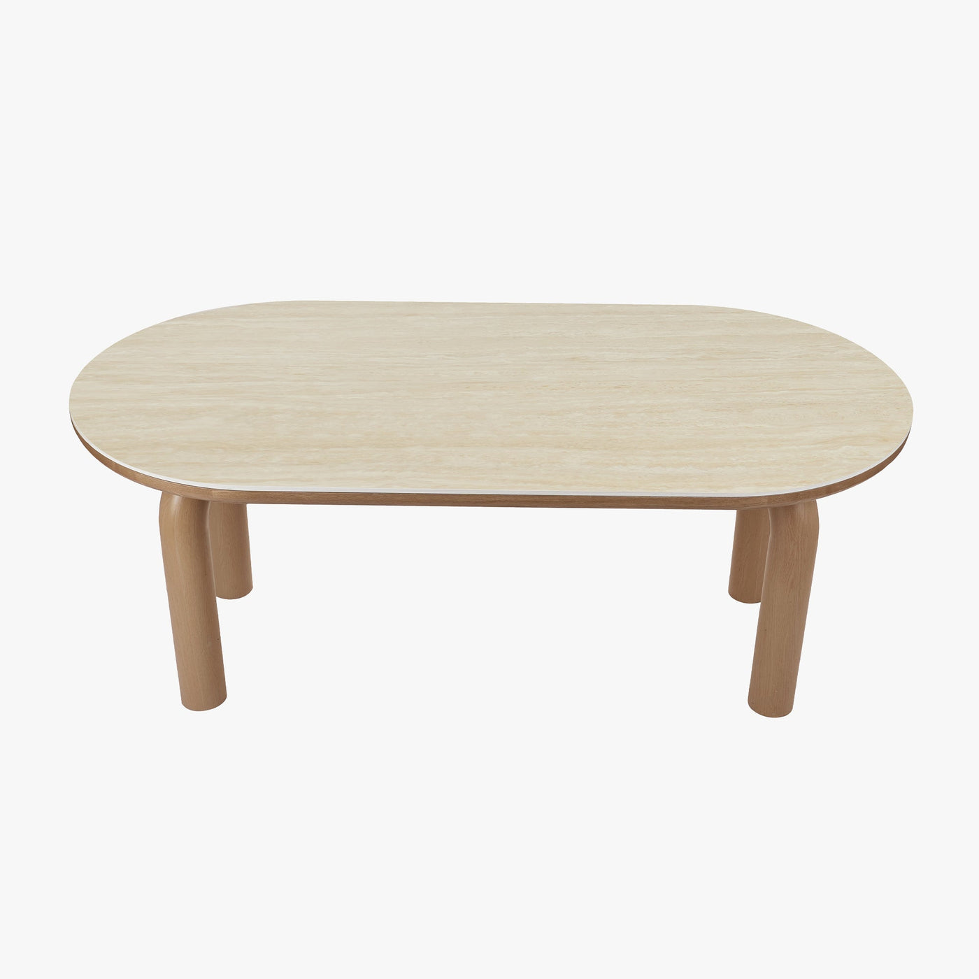 MARTINA Table à manger ovale en céramique pieds en métal couleur bois clair 180 cm - Table à manger - Mobilier Deco