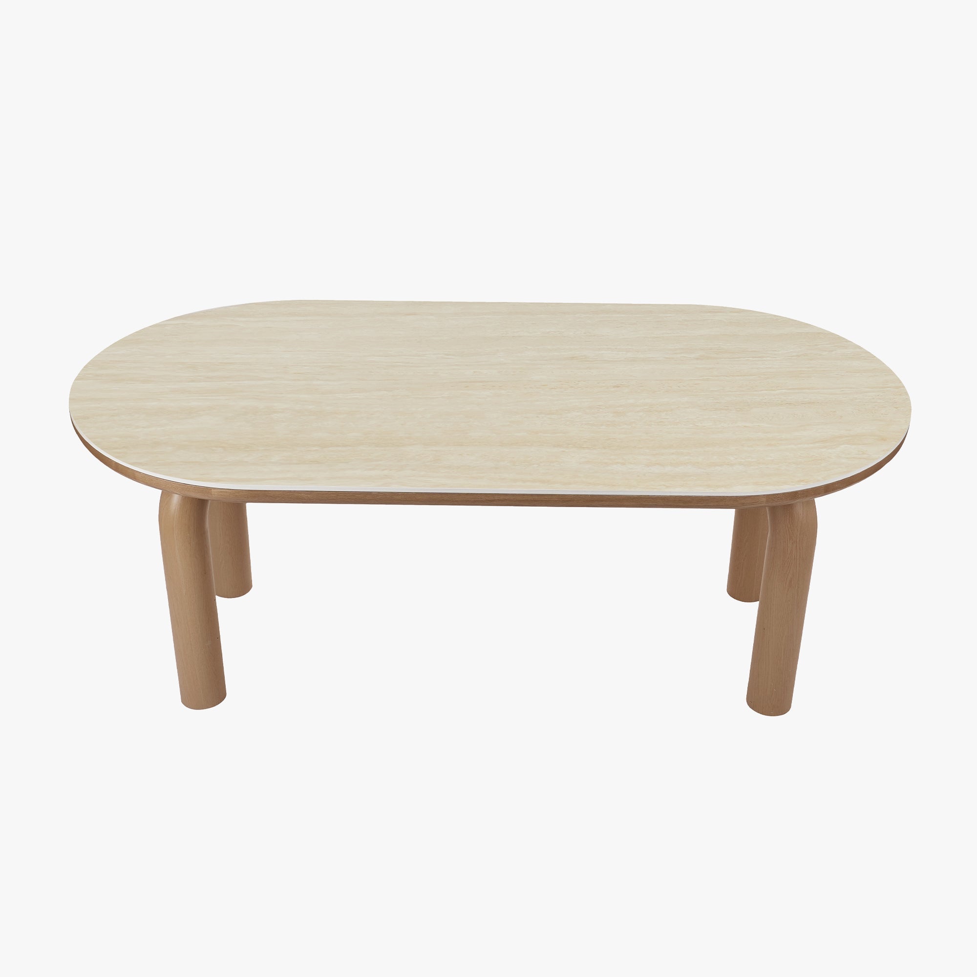 MARTINA Table à manger ovale en céramique pieds en métal couleur bois clair 180 cm - Table à manger - Mobilier Deco