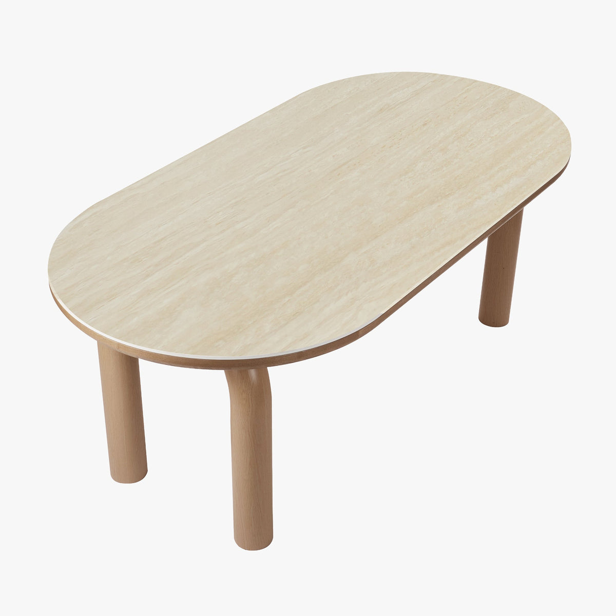 MARTINA Table à manger ovale en céramique pieds en métal couleur bois clair 180 cm - Table à manger - Mobilier Deco