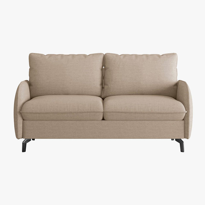 MARTINE Canapé 3 places convertible en tissu taupe matelas 14 cm