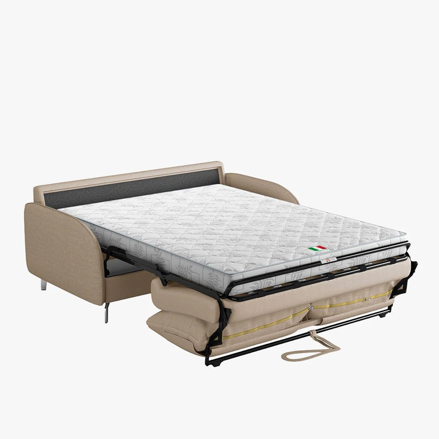 MARTINE Canapé 3 places convertible en tissu taupe matelas 14 cm - Canapés convertibles - Mobilier Deco