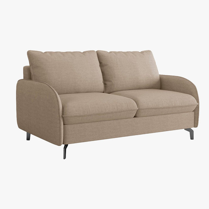 MARTINE Canapé 3 places convertible en tissu taupe matelas 14 cm