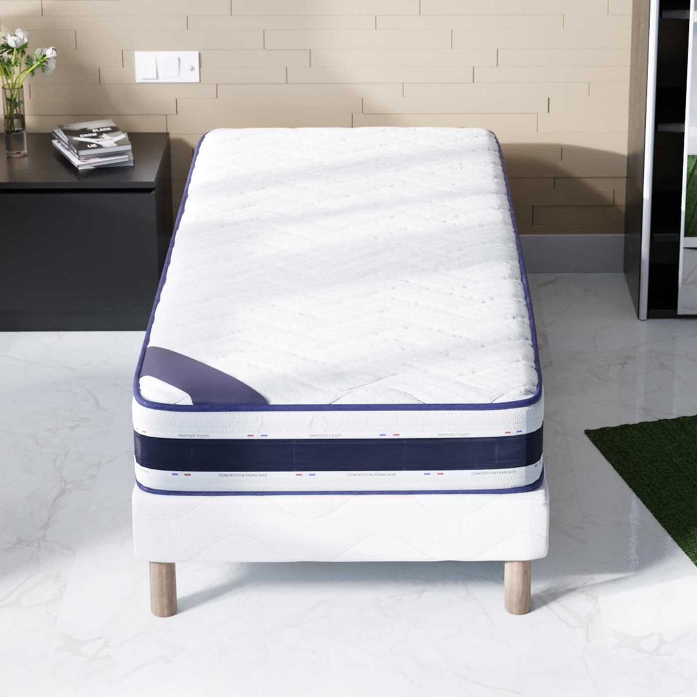 MATIAS Matelas mémoire de forme épaisseur 22 cm - 90x190 cm - Matelas - Mobilier Deco