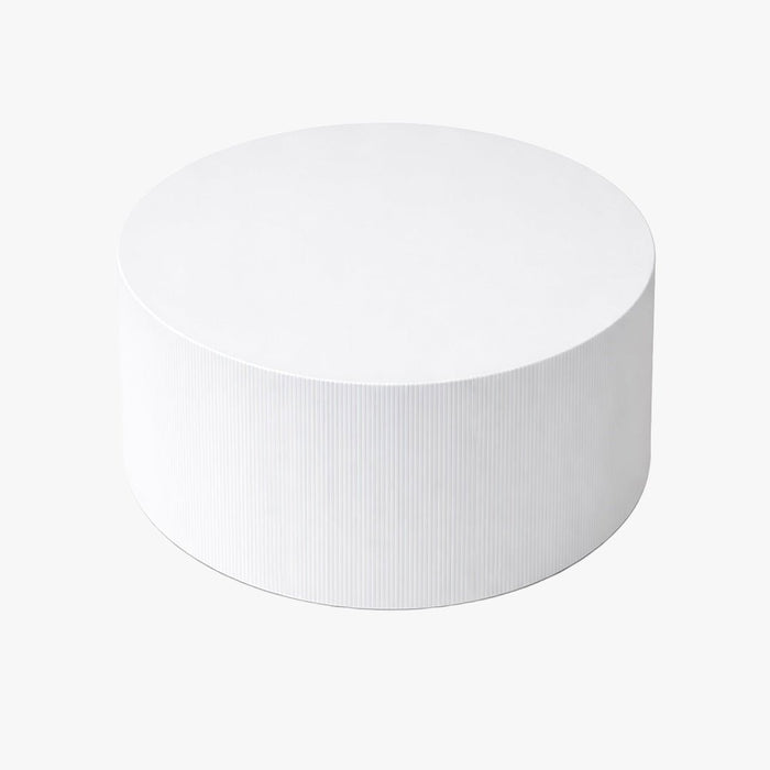 MELIA Table basse ronde en marbre d'ingénierie blanc D70 cm