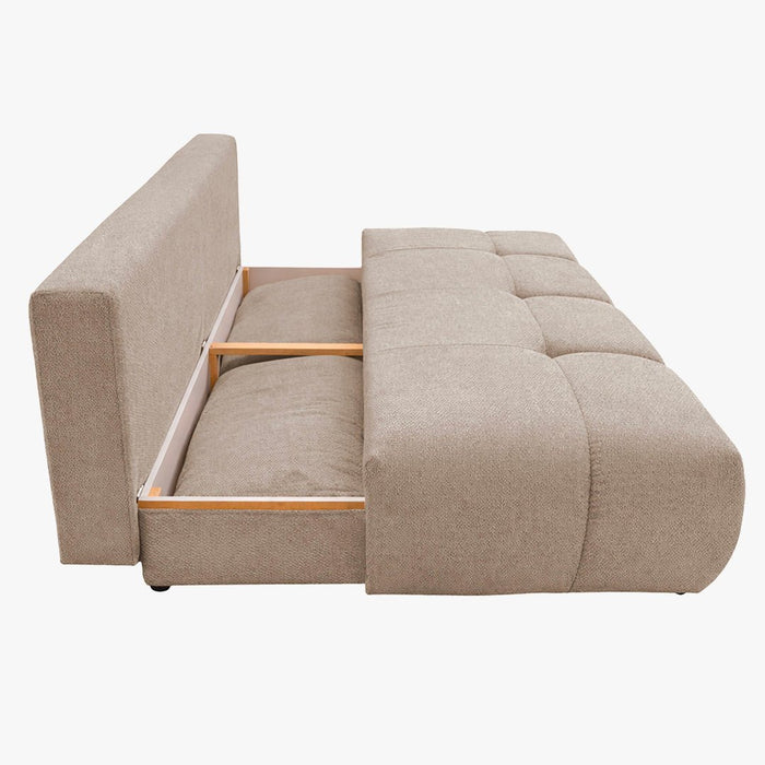 MELVA Canapé 3 places convertible avec coffre en tissu beige