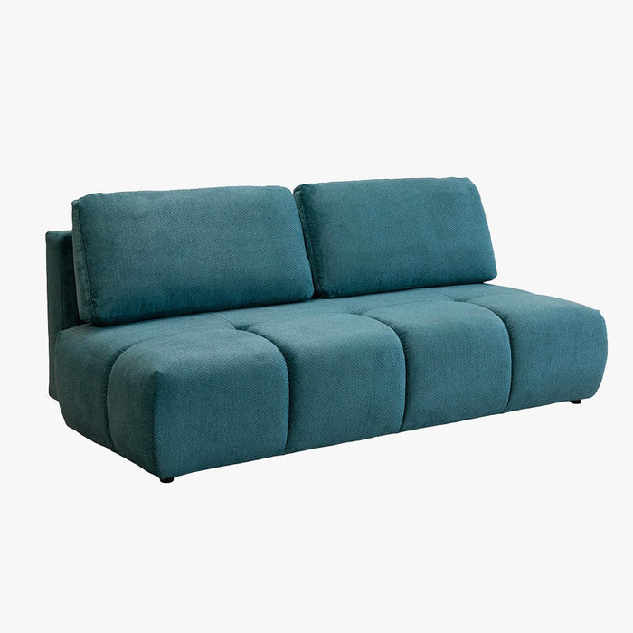 MELVA Canapé 3 places convertible avec coffre en tissu bleu