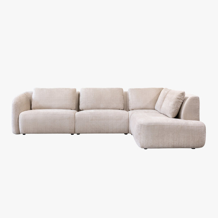 MERYA Canapé d'angle modulable en tissu beige - Angle droit