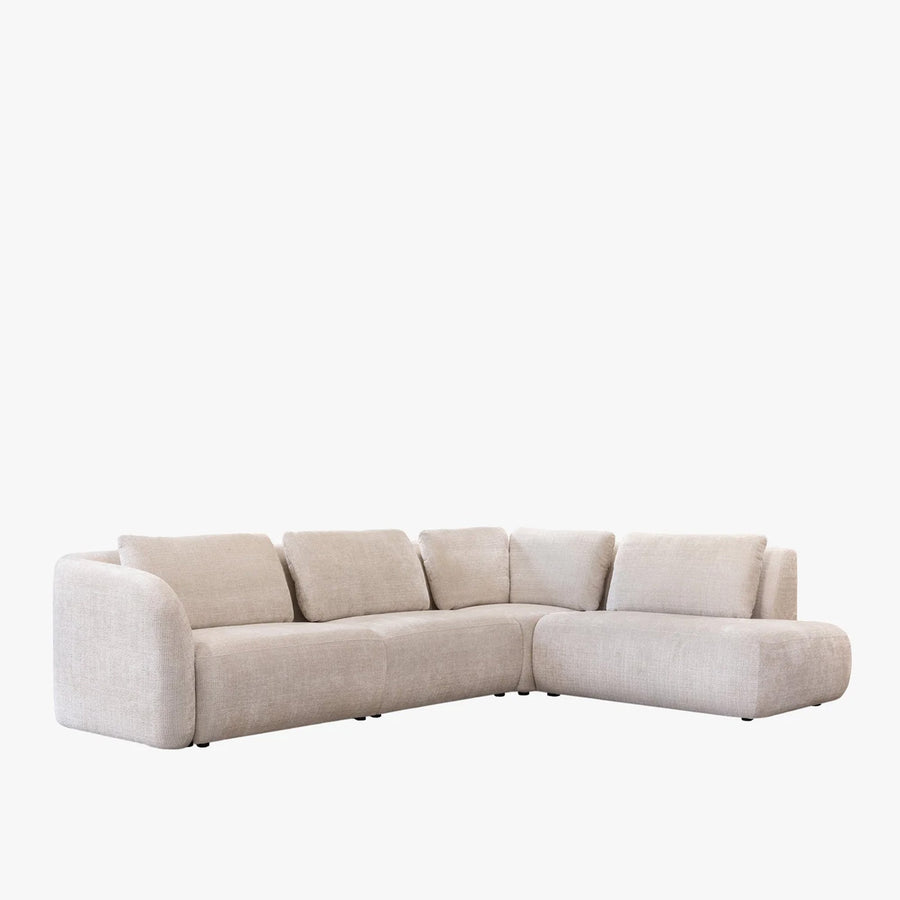 MERYA Canapé d'angle modulable en tissu beige - Angle droit — aperçu vidéo
