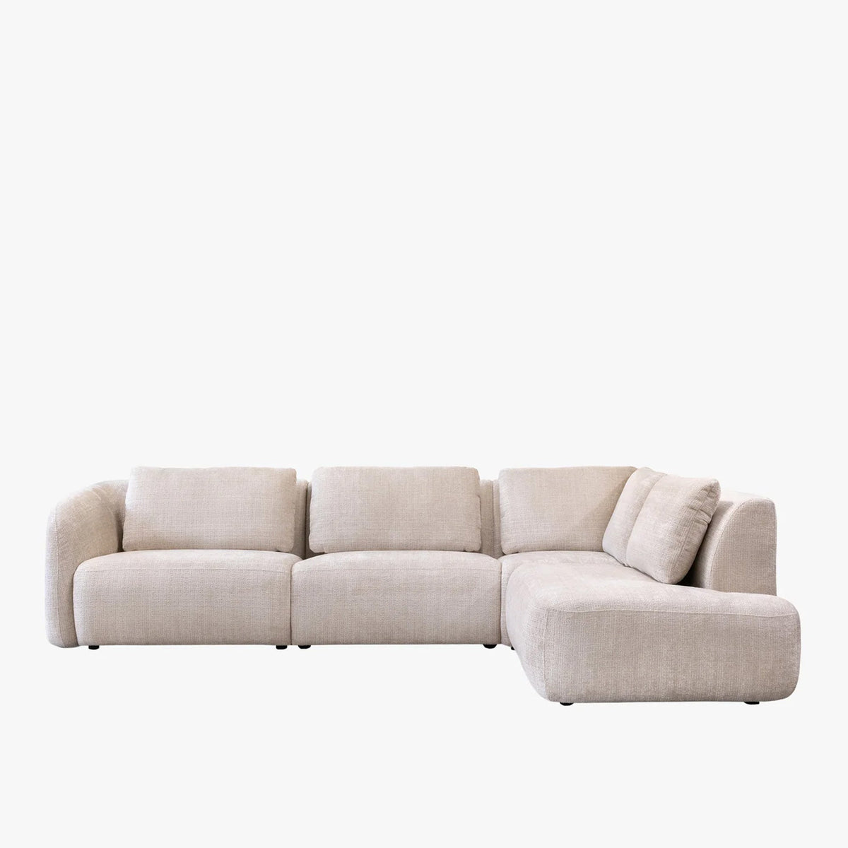 MERYA Canapé d'angle modulable en tissu beige - Angle droit - Canapés d'angle - Mobilier Deco