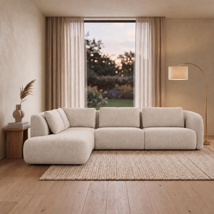 MERYA Canapé d'angle modulable en tissu beige - Angle gauche