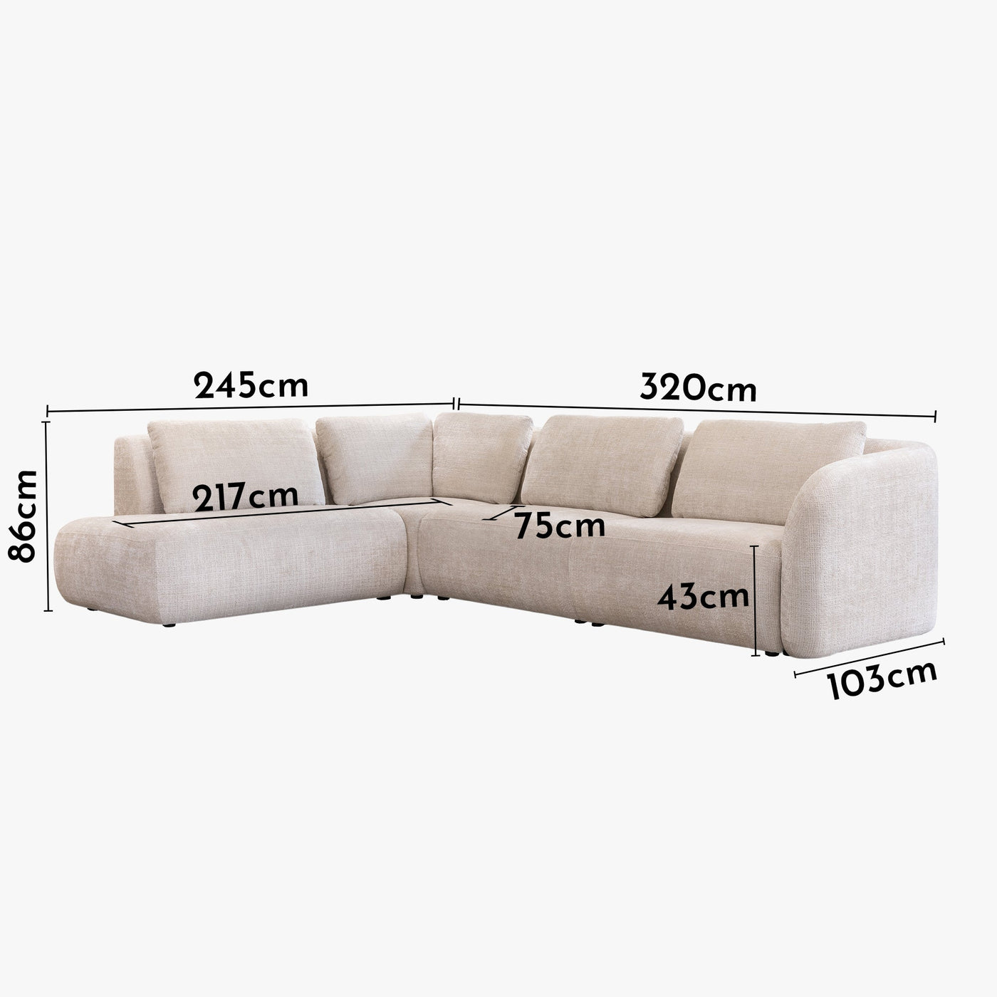 MERYA Canapé d'angle modulable en tissu beige - Angle gauche - Canapés d'angle - Mobilier Deco