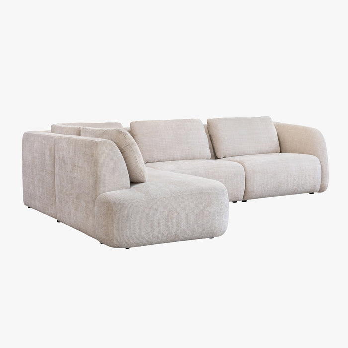 MERYA Canapé d'angle modulable en tissu beige - Angle gauche