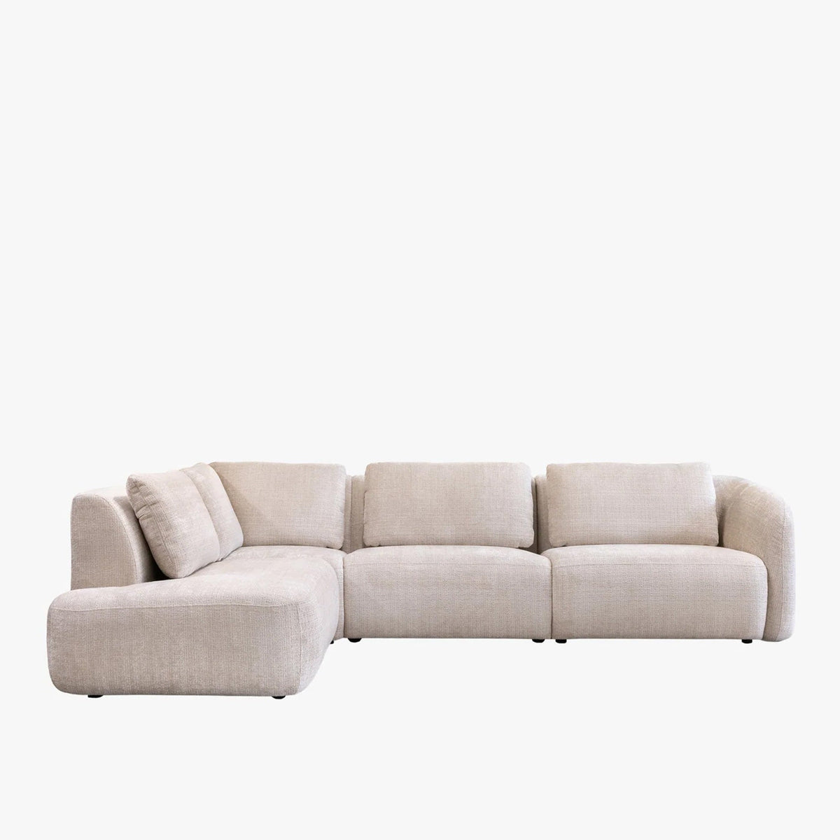 MERYA Canapé d'angle modulable en tissu beige - Angle gauche - Canapés d'angle - Mobilier Deco