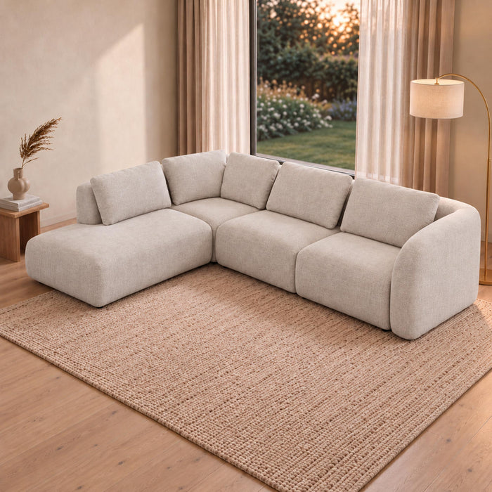 MERYA Canapé d'angle modulable en tissu beige - Angle gauche