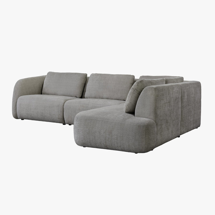 MERYA Canapé d'angle modulable en tissu gris - Angle droit