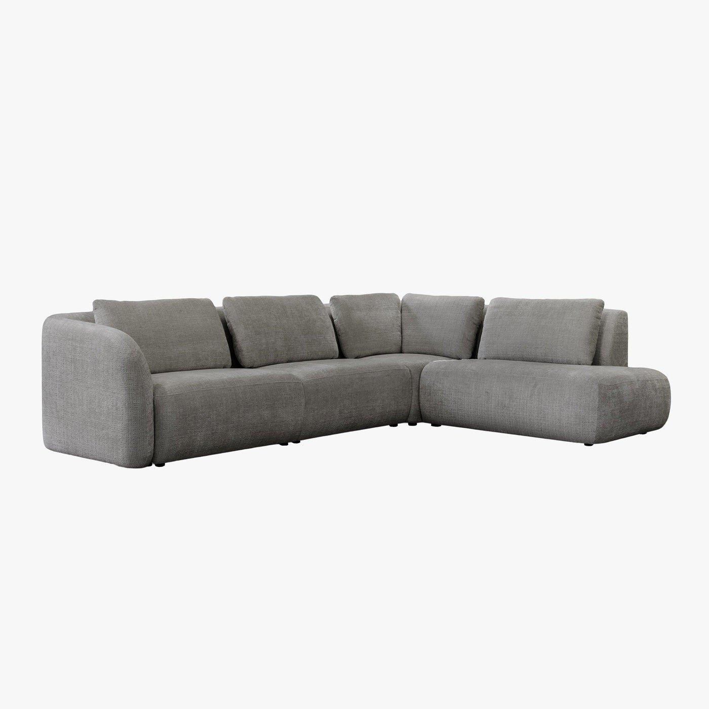 MERYA Canapé d'angle modulable en tissu gris - Angle droit - Canapés d'angle - Mobilier Deco