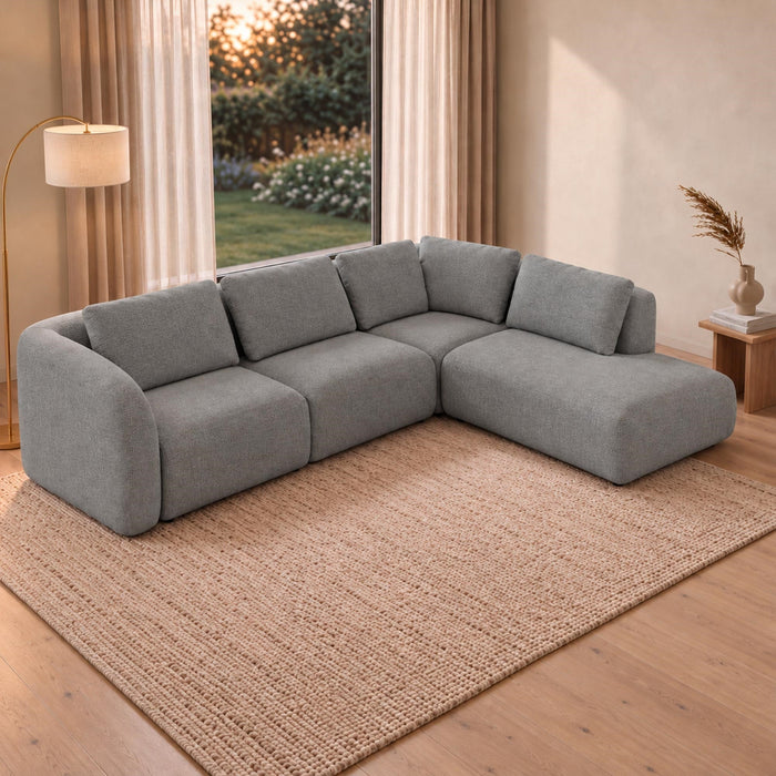 MERYA Canapé d'angle modulable en tissu gris - Angle droit