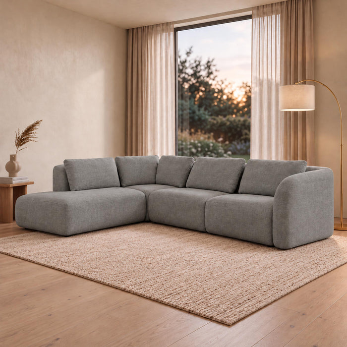 MERYA Canapé d'angle modulable en tissu gris - Angle gauche – Canapés d'angle Mobilier Deco