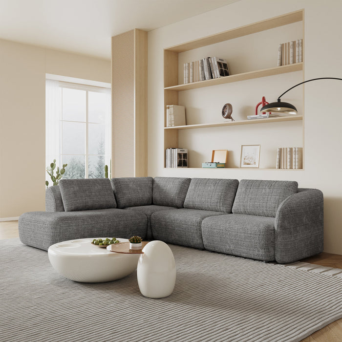 MERYA Canapé d'angle modulable en tissu gris - Angle gauche