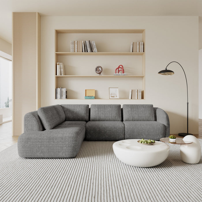 MERYA Canapé d'angle modulable en tissu gris - Angle gauche