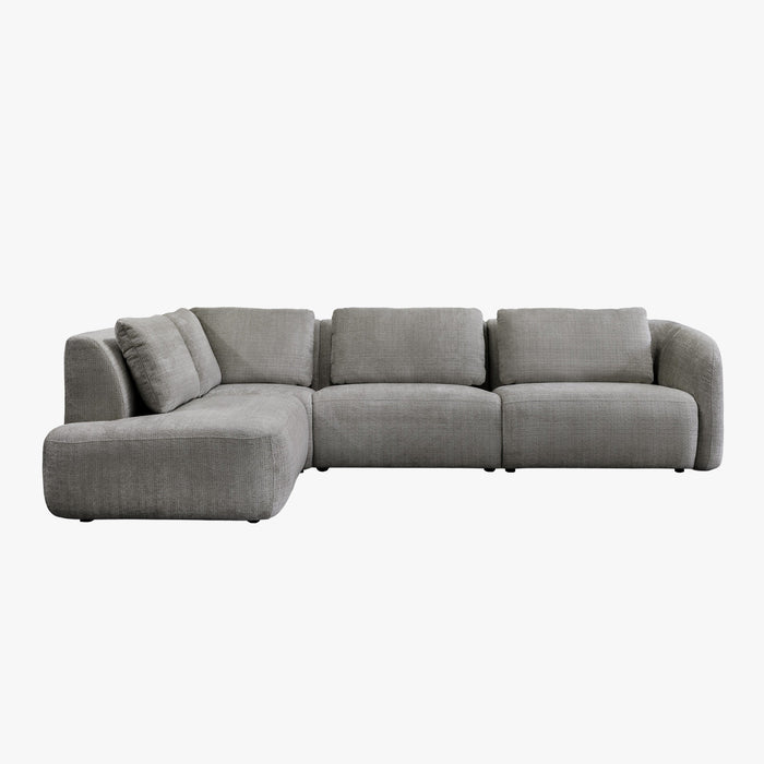 MERYA Canapé d'angle modulable en tissu gris - Angle gauche