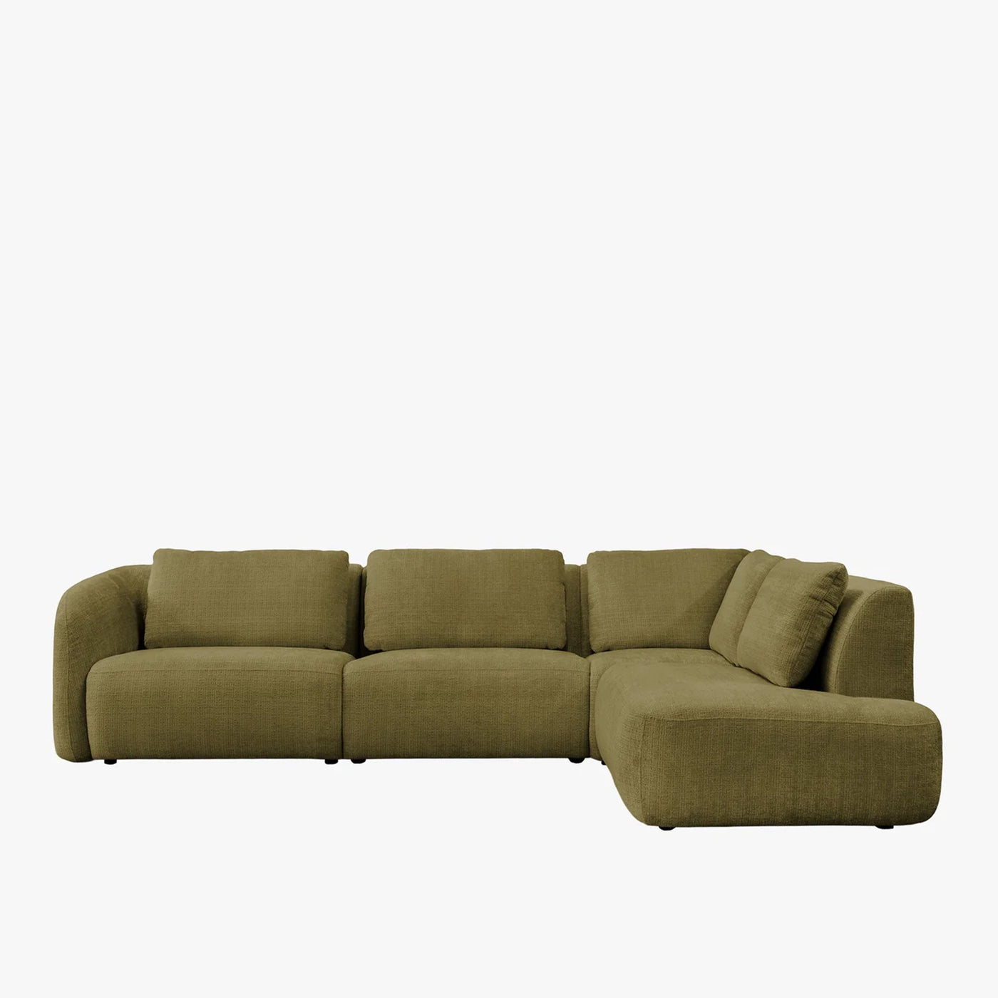 MERYA Canapé d'angle modulable en tissu vert olive - Angle droit - Canapés d'angle - Mobilier Deco