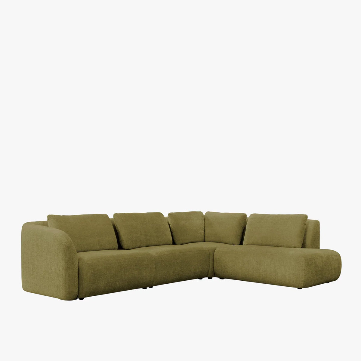 MERYA Canapé d'angle modulable en tissu vert olive - Angle droit - Canapés d'angle - Mobilier Deco
