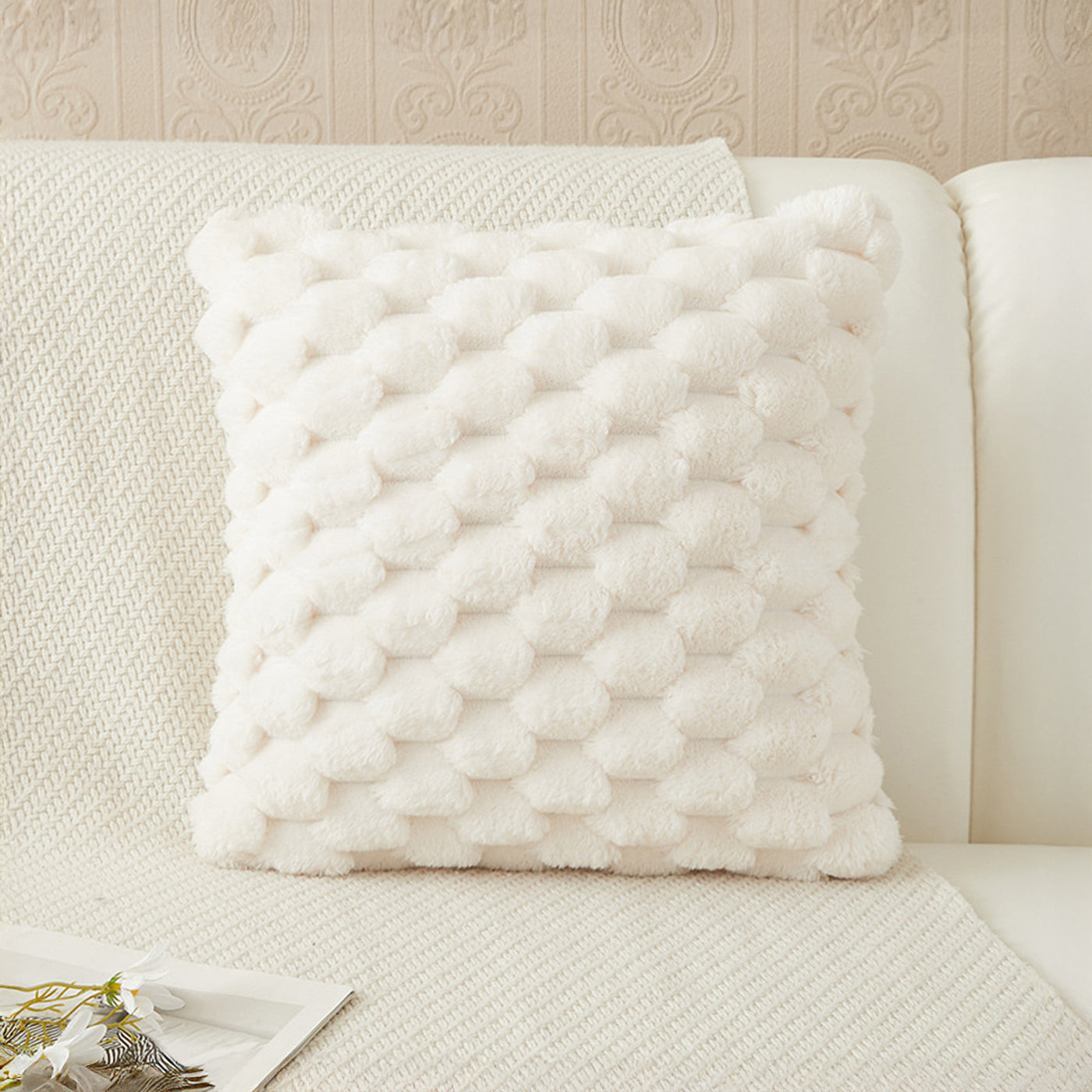 MEYS Coussin carré en tissu blanc 45x45 cm