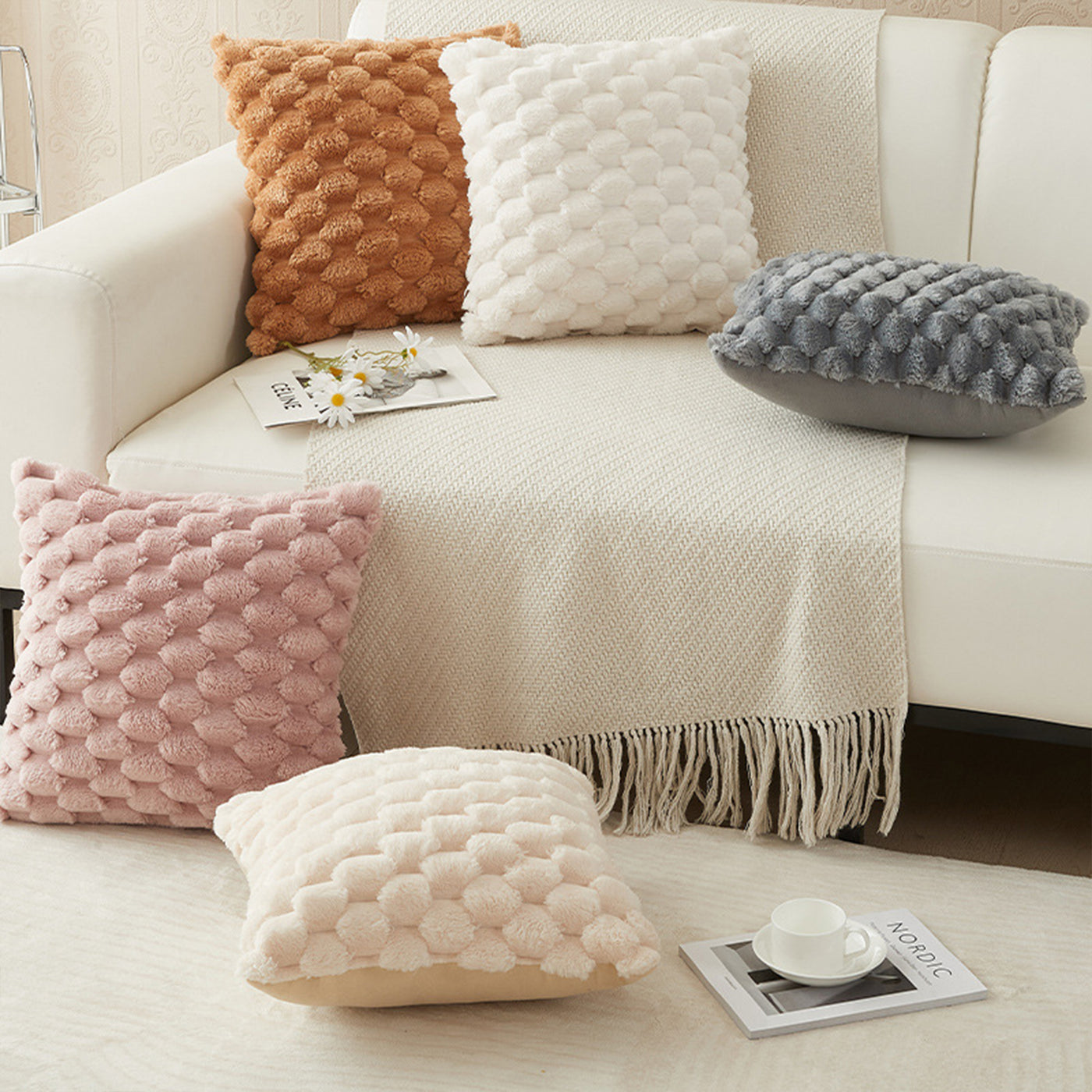 MEYS Coussin carré en tissu marron 45x45 cm