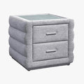 MEZZA Table de chevet 2 tiroirs tissu chiné gris