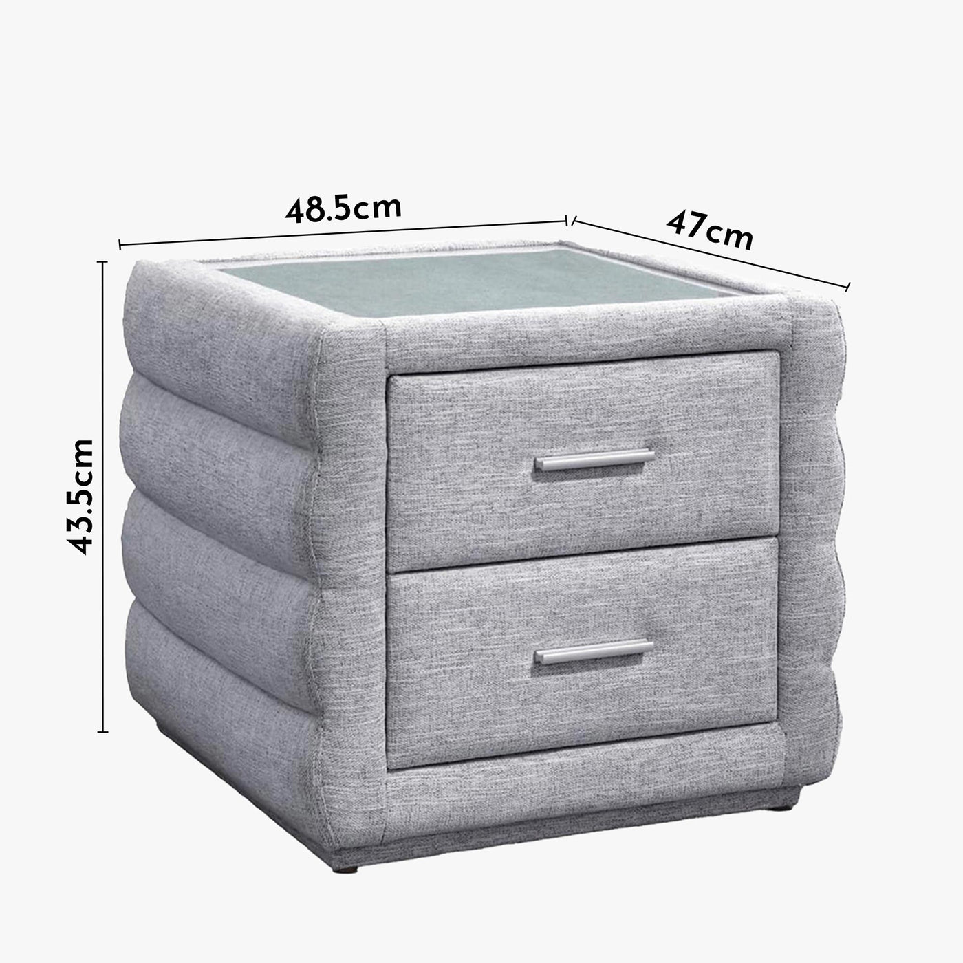 MEZZA Table de chevet 2 tiroirs tissu chiné gris - Table de chevet - Mobilier Deco