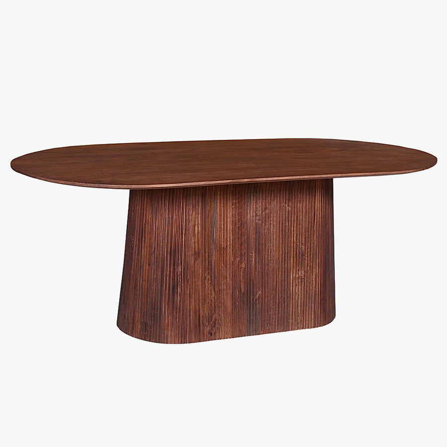 MIGUEL Table à manger ovale en bois de manguier brun clair 200 cm — aperçu vidéo