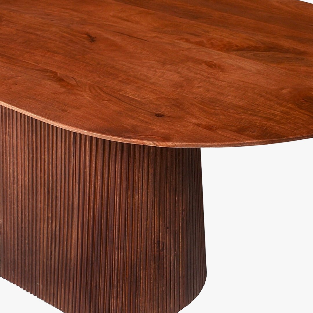 MIGUEL Table à manger ovale en bois de manguier brun clair 200 cm - Table à manger - Mobilier Deco