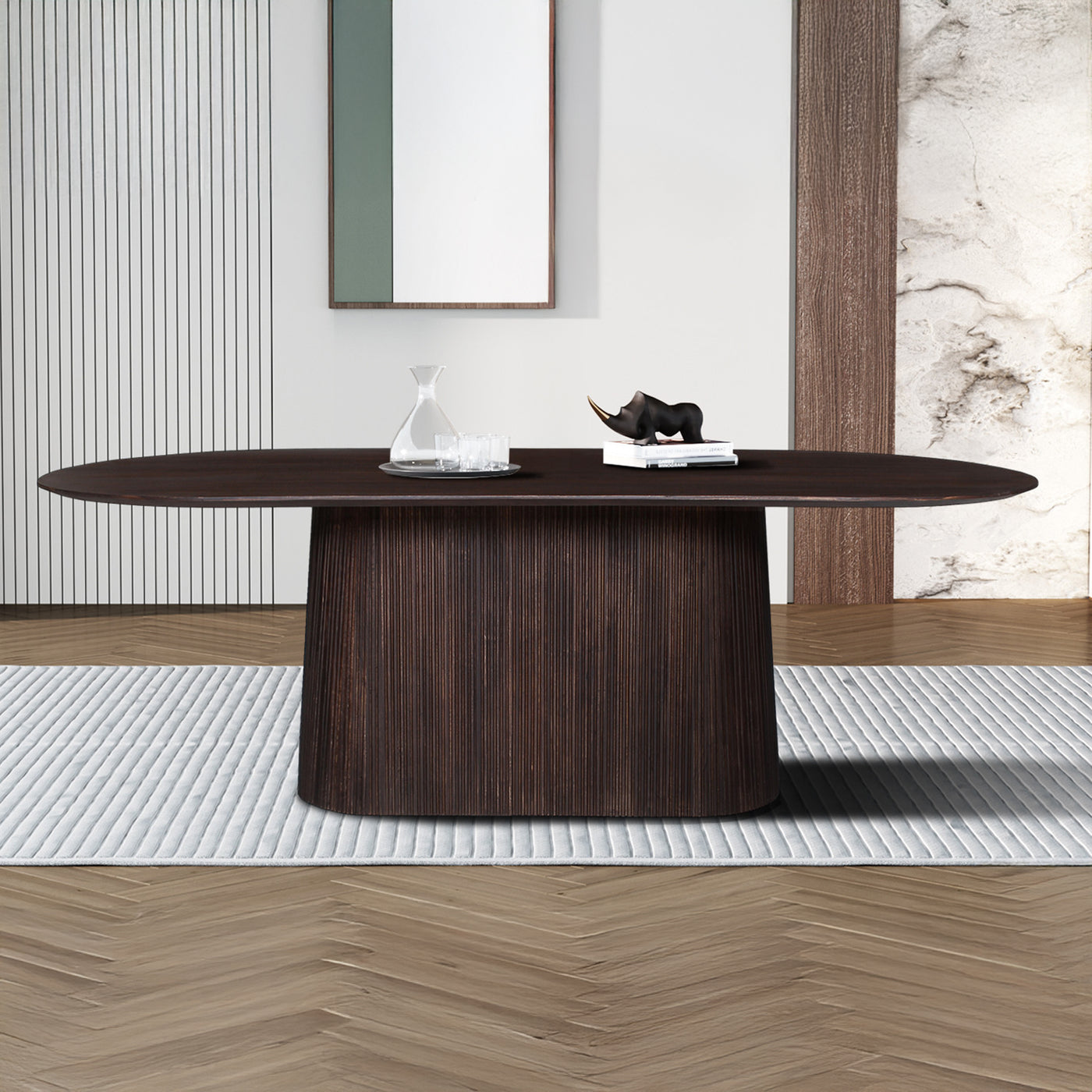 MIGUEL XL Table à manger ovale en bois de manguier brun foncé 230 cm