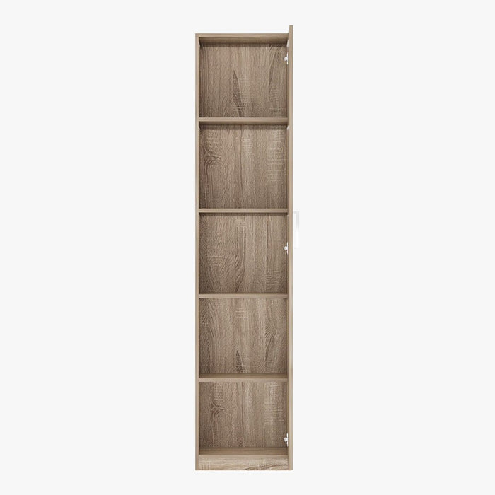 MIKE Armoire 1 porte 4 étagères couleur chêne clair