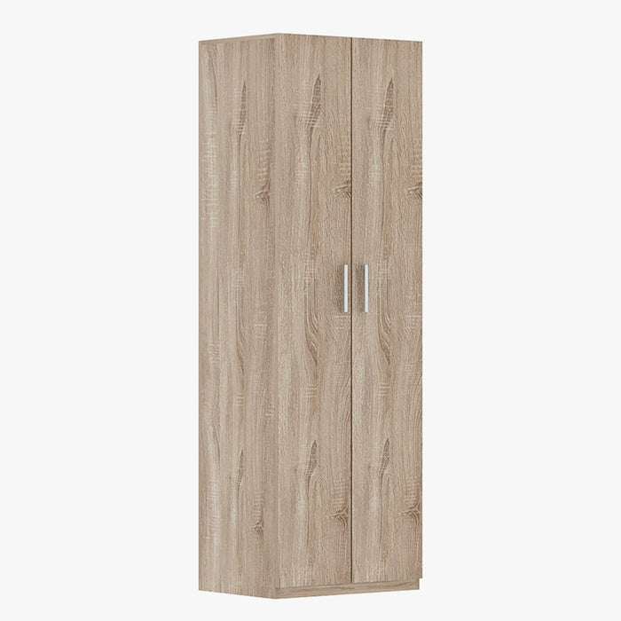 MIKE Armoire 2 portes 4 étagères couleur chêne clair