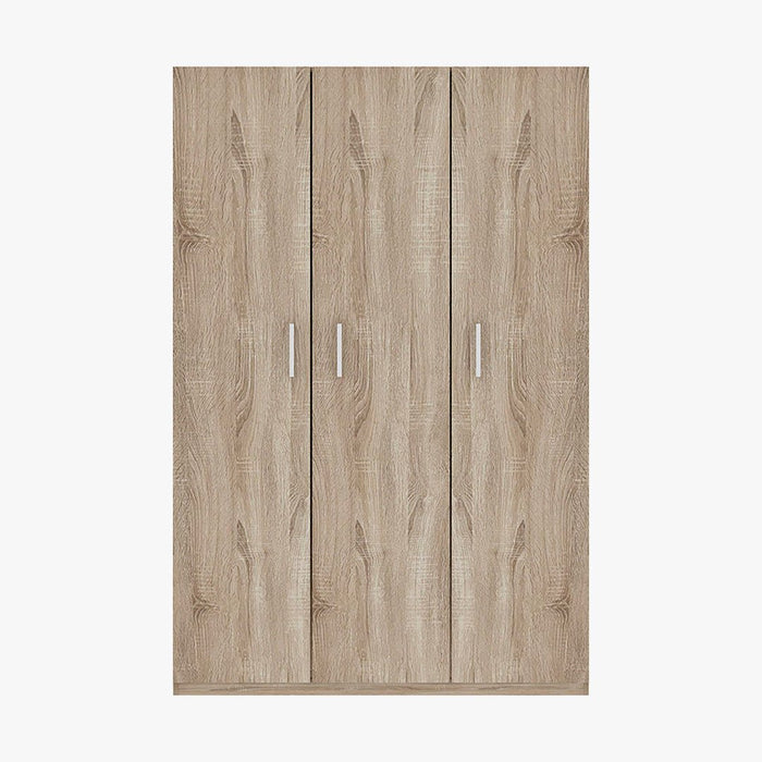 MIKE XL Armoire 3 portes 8 étagères couleur chêne clair