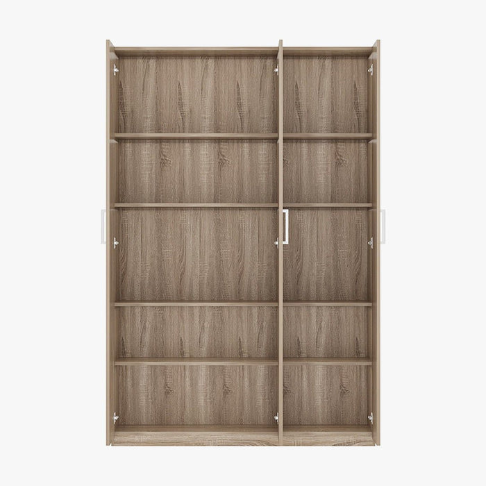 MIKE XL Armoire 3 portes 8 étagères couleur chêne clair