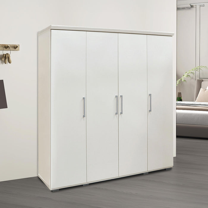 MIKE XXL Armoire 4 portes 7 étagères et penderie blanc