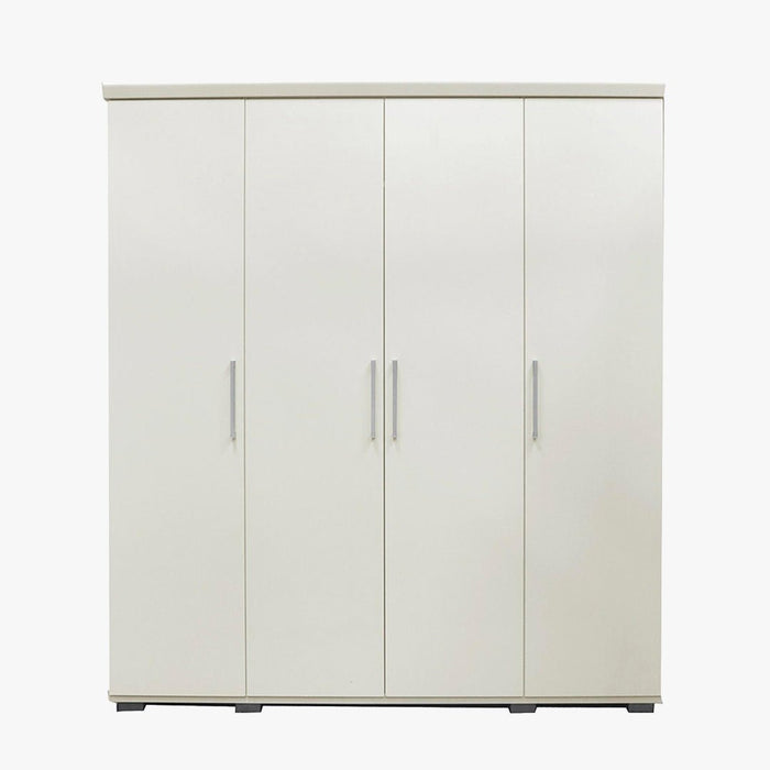 MIKE XXL Armoire 4 portes 7 étagères et penderie blanc