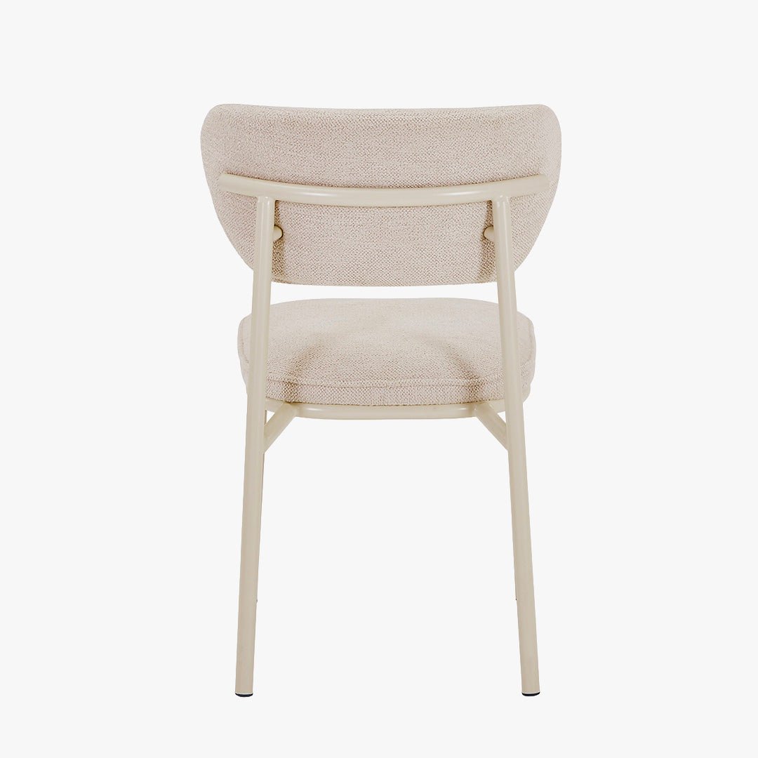 MILA Lot de 2 chaises en tissu beige piètement en métal beige - Chaise de repas - Mobilier Deco
