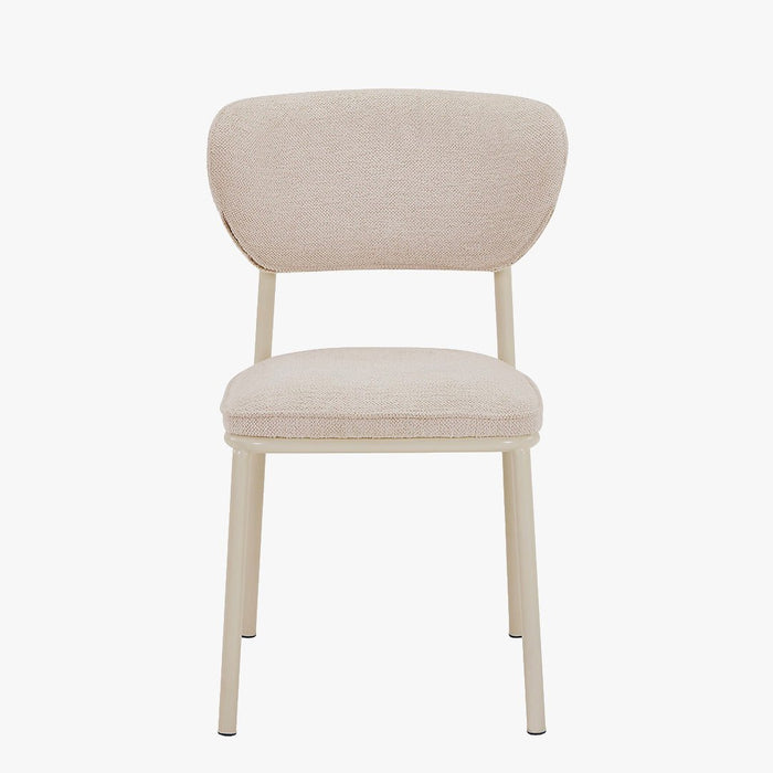 MILA Lot de 2 chaises en tissu beige piètement en métal beige