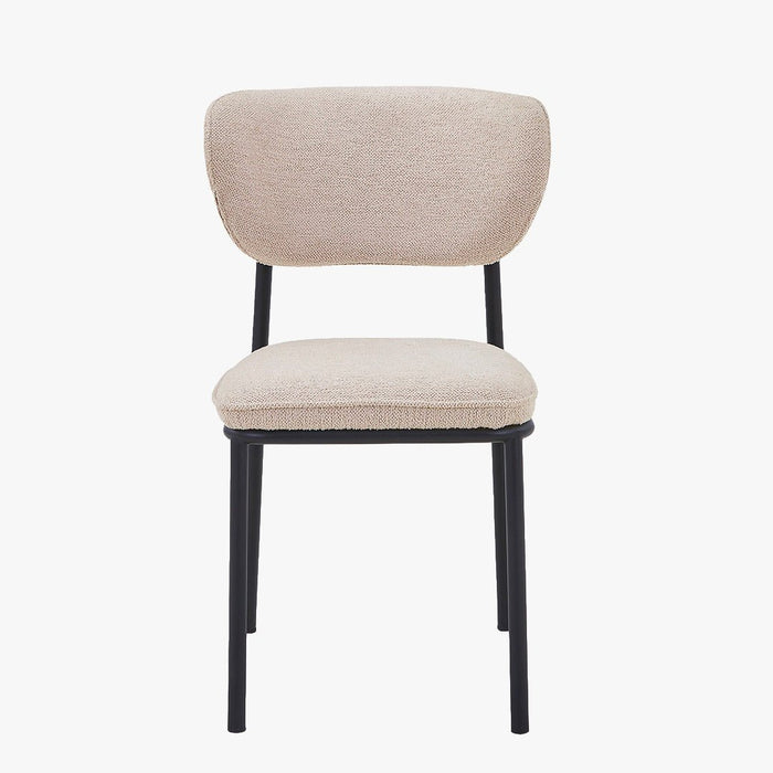 MILA NOIR Lot de 2 chaises en tissu beige piètement en métal noir