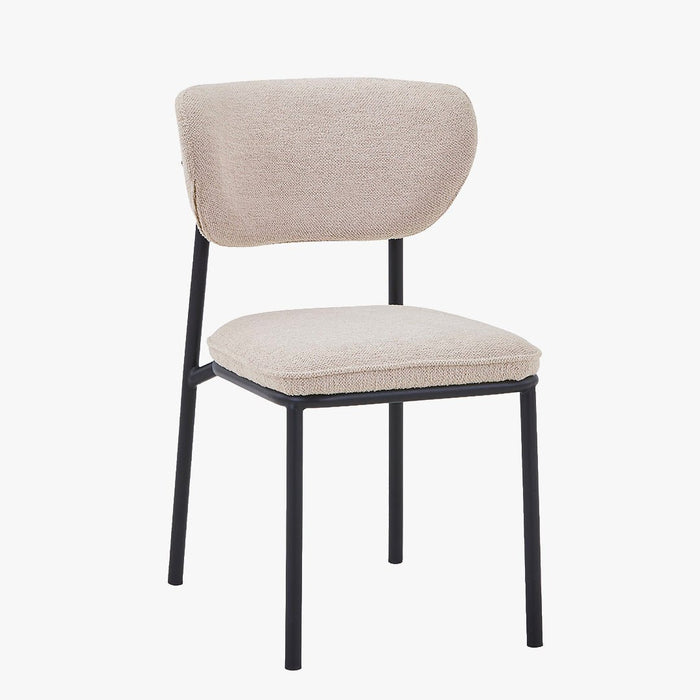 MILA NOIR Lot de 2 chaises en tissu beige piètement en métal noir