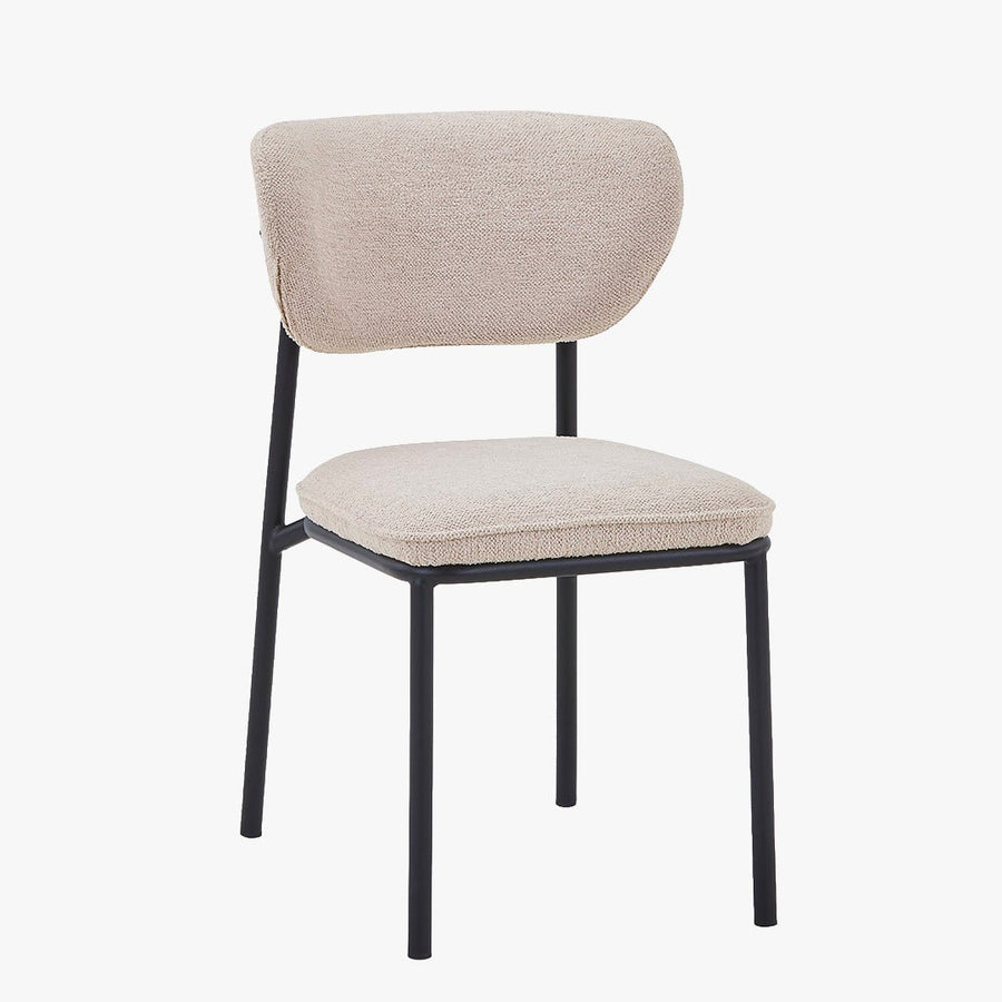 MILA NOIR Lot de 2 chaises en tissu beige piètement en métal noir — aperçu vidéo