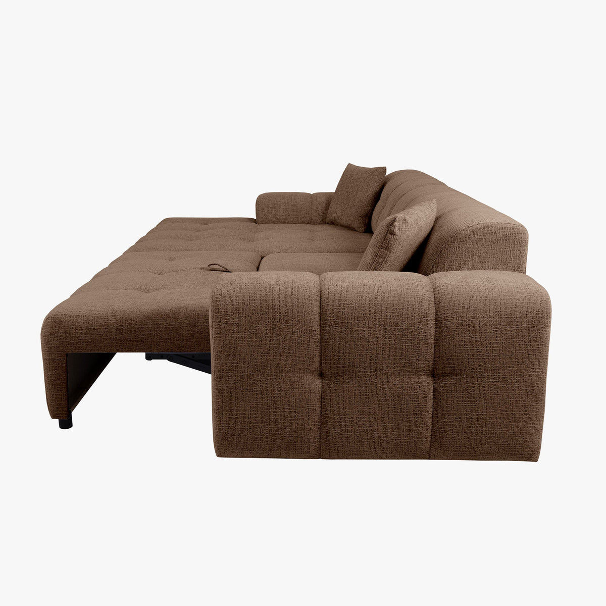 MILAN Canapé d'angle convertible en tissu taupe - Angle gauche - Mobilier Deco