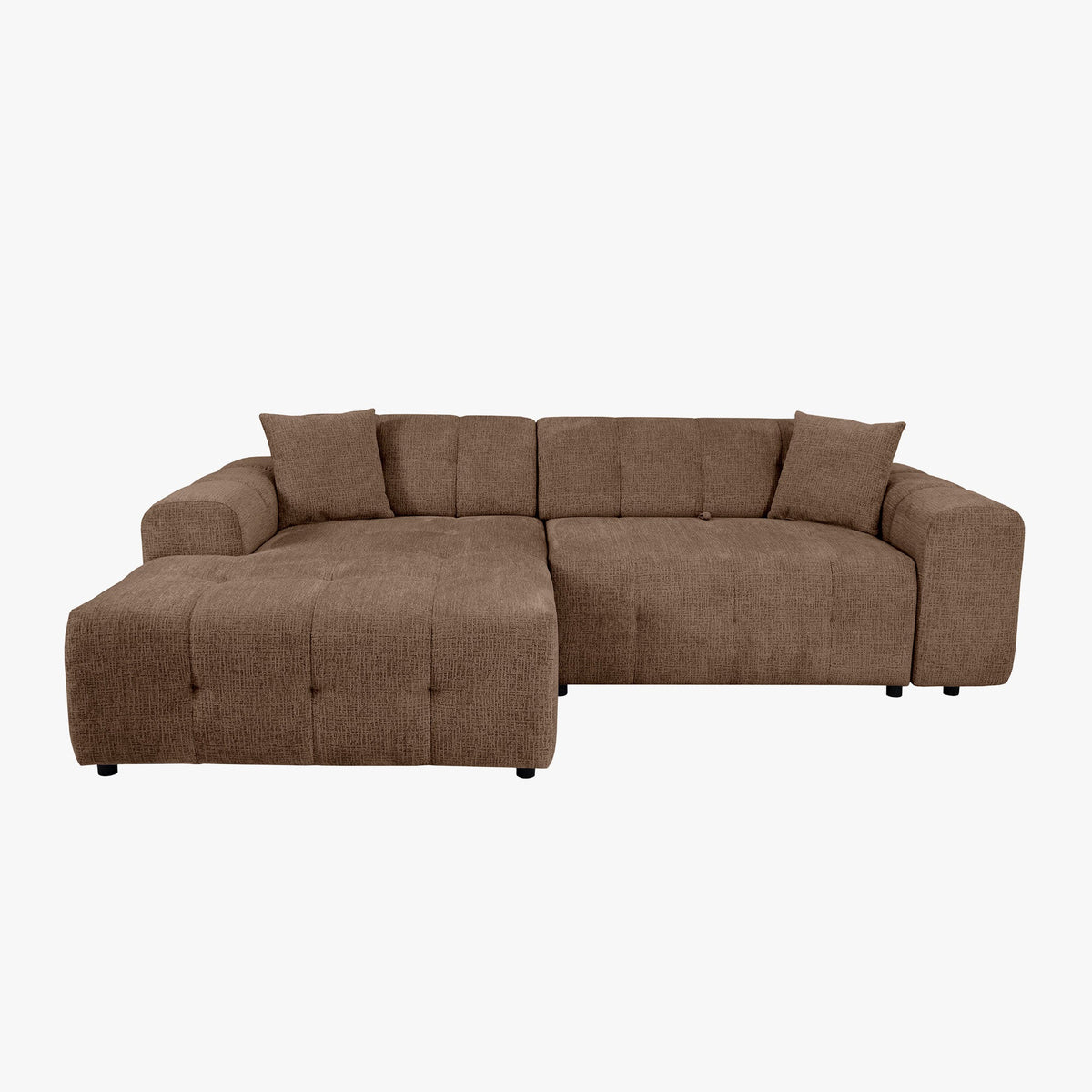 MILAN Canapé d'angle convertible en tissu taupe - Angle gauche - Mobilier Deco