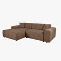 MILAN Canapé d'angle convertible en tissu taupe - Angle gauche
