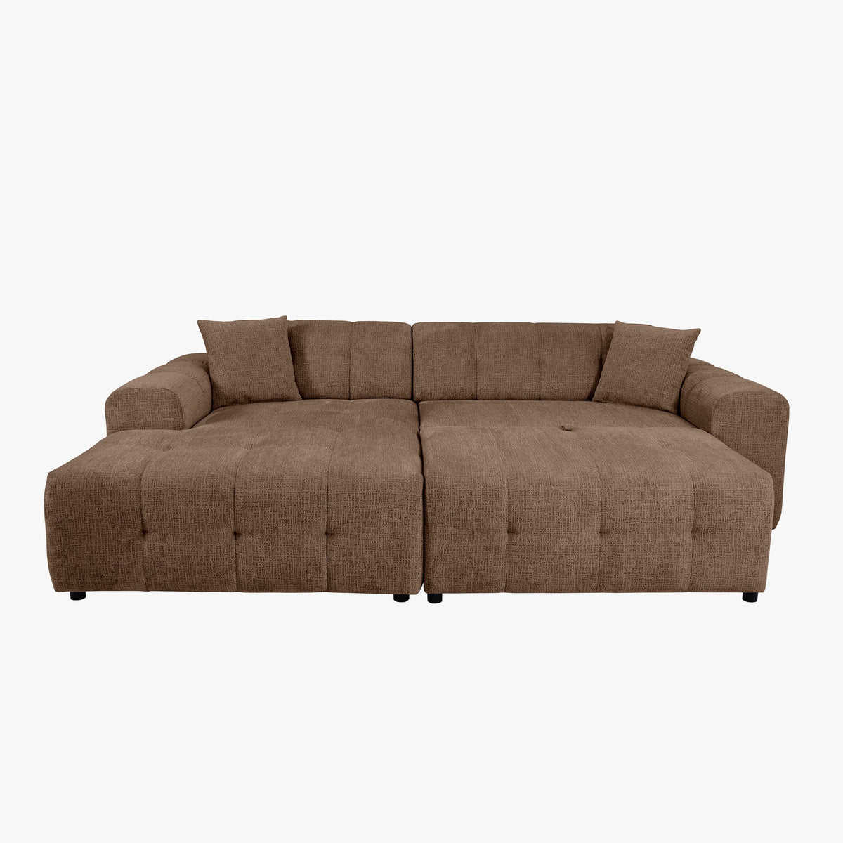 MILAN Canapé d'angle convertible en tissu taupe - Angle gauche - Mobilier Deco